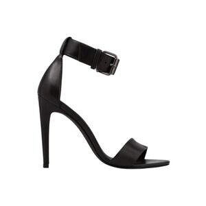 Tibi Black Leather‎ Ankle Strap Stiletto Heels Sandals Shoes Size 39.5
